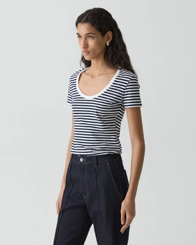 Theory Scoop Neck Tee in Jersey Stripe, photo 3 of 6 from Theory