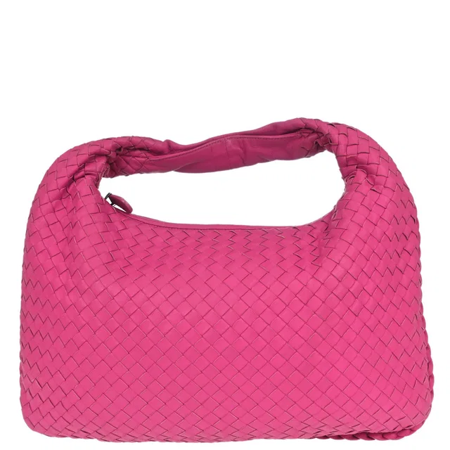 Bottega Veneta Pink Lambskin Intrecciato Hobo Handbag in Pink Lambskin from AMORE Vintage Tokyo