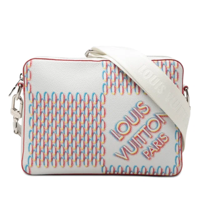 White Louis Vuitton Damier Spray Trio Messenger Bag in White Leather from Designer Revival