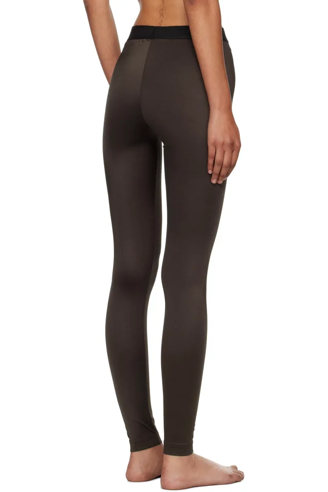 TOM FORD Brown Lustrous Jersey Signature Leggings, photo 3 of 4 from SSENSE
