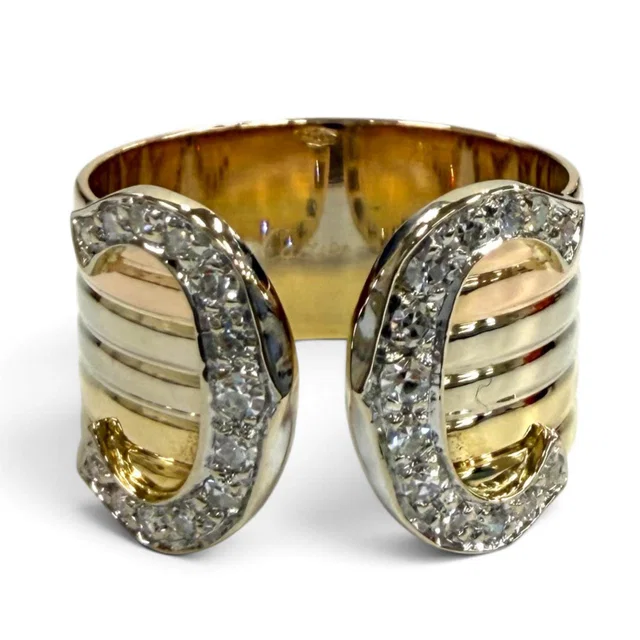 Cartier 2C Double C LM Three Color 750 Ring Size 54 from LuxUness