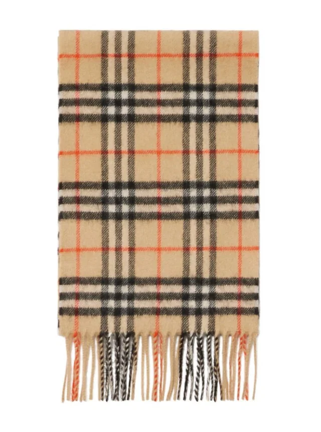 Burberry Cashmere Check Scarf — Beige Scarfs in Beige Cashmere from HEWI
