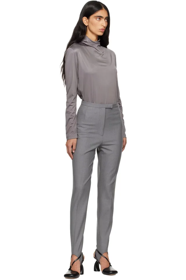 Dries Van Noten Gray Stirrup Trousers, photo 4 of 4 from SSENSE