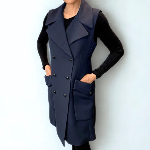Dior Wool Silk Button Dress Sz 40 in Navy Silk from Revivre Luxury Consignment