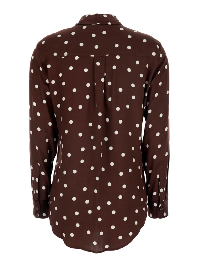 LEPLAIN POIS POCKET SHIRT - Brown - Shirt with pockets and polka dot design - In Polyester - Women in Brown 100% Polyester, photo 3 of 6 from Gaudenzi Boutique