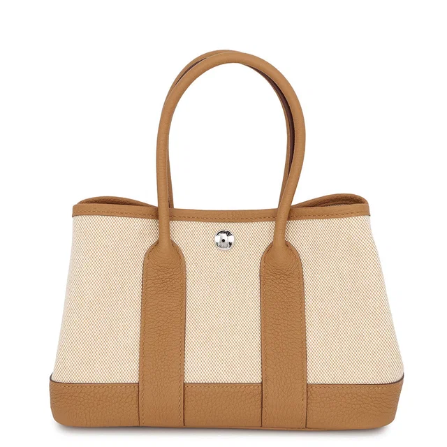 Hermès Neo Garden Biscuit/Ecru Negonda Leather Toile H Size 23 in Leather from GALLERY RARE