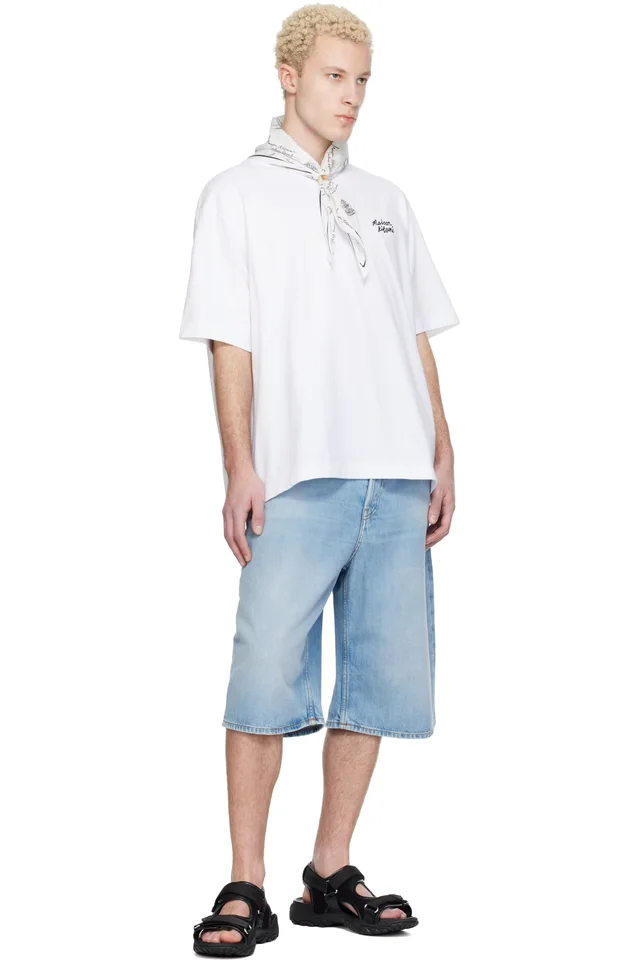 White 'Maison Kitsuné' Handwriting Oversize T-shirt, photo 4 of 4 from SSENSE