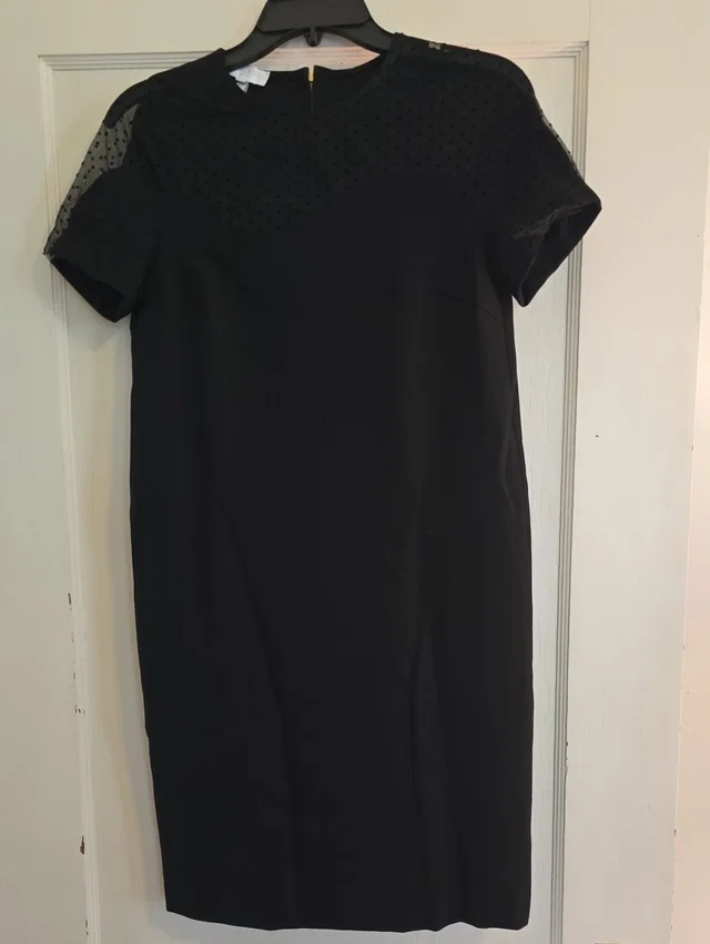 Escada Sport Mesh Polka Dot Short Sleeve Sheath Dress Eu 34 / Us 4 in black from Poshmark