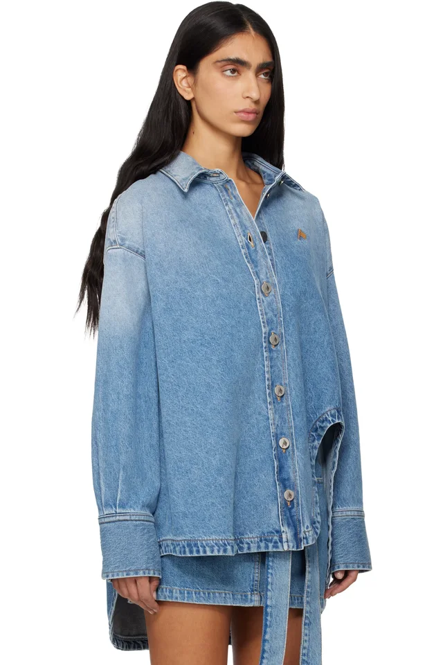 The Attico Blue Diana Denim Shirt, photo 3 of 8 from SSENSE
