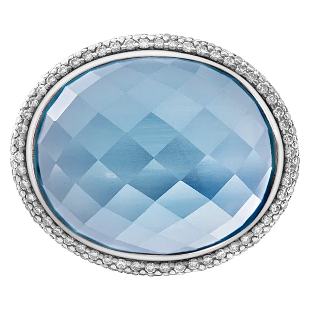 David Yurman Oval Blue Topaz Ring in Blue Sterling Silver from Gray And Sons