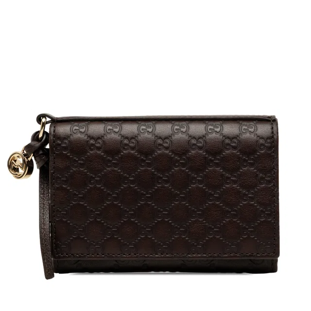 Brown Gucci Guccissima Flap Card Case in Brown Leather from Designer Revival