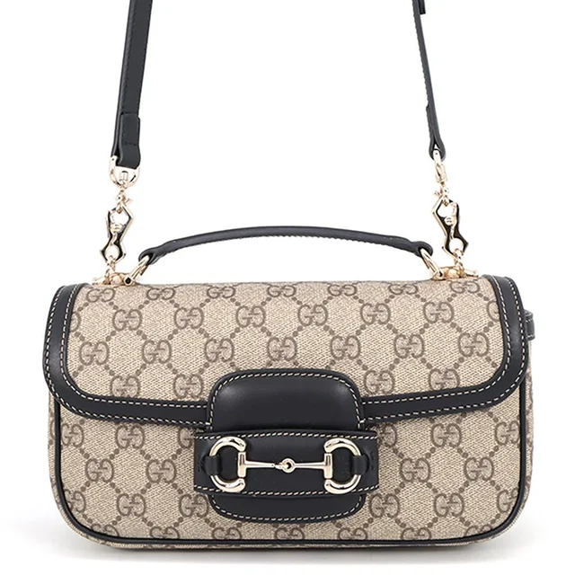 Gucci Handbag Horsebit Soft Small Top Handle Bag GG Supreme 2-Way Black in Black Leather from The Reluxe