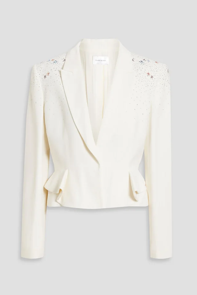 Zuhair Murad Crystal-Embellished Pinstriped Crepe Peplum Blazer from THE OUTNET, photo 1 of 1