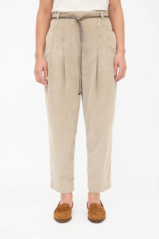 Brunello Cucinelli Corduroy Pleated Trouser in Cashmere from VSP Consignment