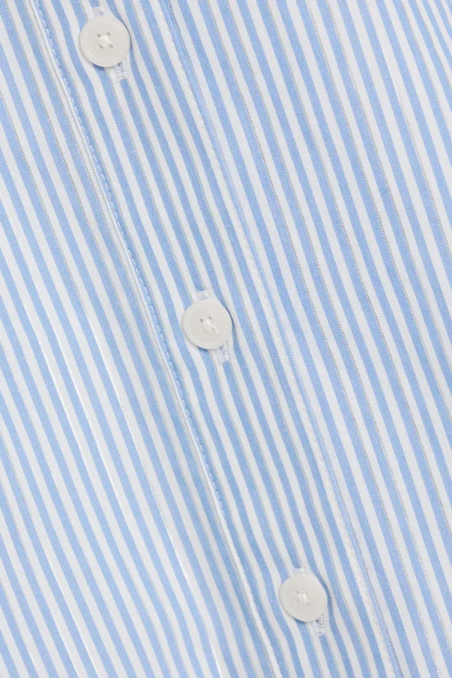 Derek Lam 10 Crosby Estrella Metallic Striped Cotton-Blend Poplin Shirt in Light blue, photo 4 of 4 from THE OUTNET