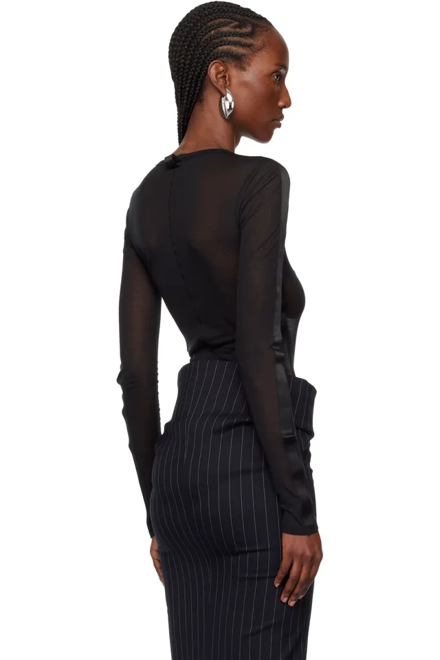Mugler Black Tuxedo Bodysuit, photo 3 of 5 from SSENSE
