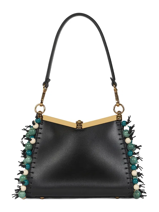 Etro Embellished Calfskin Shoulder Bag — Black in Black Calfskin from HEWI