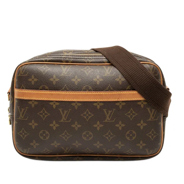 Brown Louis Vuitton Monogram Reporter PM Crossbody Bag in Brown Coated canvas from Designer Revival