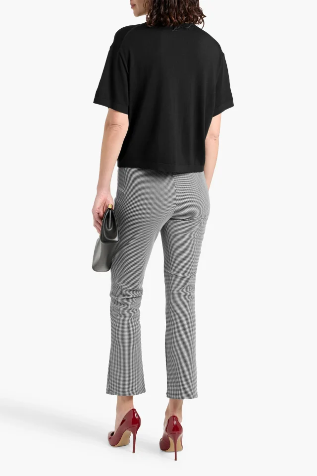 Theory Houndstooth Cady Kick-Flare Pants in Black, photo 3 of 4 from THE OUTNET