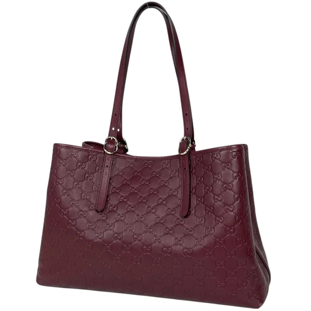 Gucci GG Emblem Large Tote Bag Guccissima Leather Bordeaux in Burgundy Leather from The Reluxe