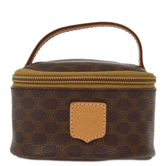 Celine Brown Macadam Vanity Handbag in Brown Leather from AMORE Vintage Tokyo