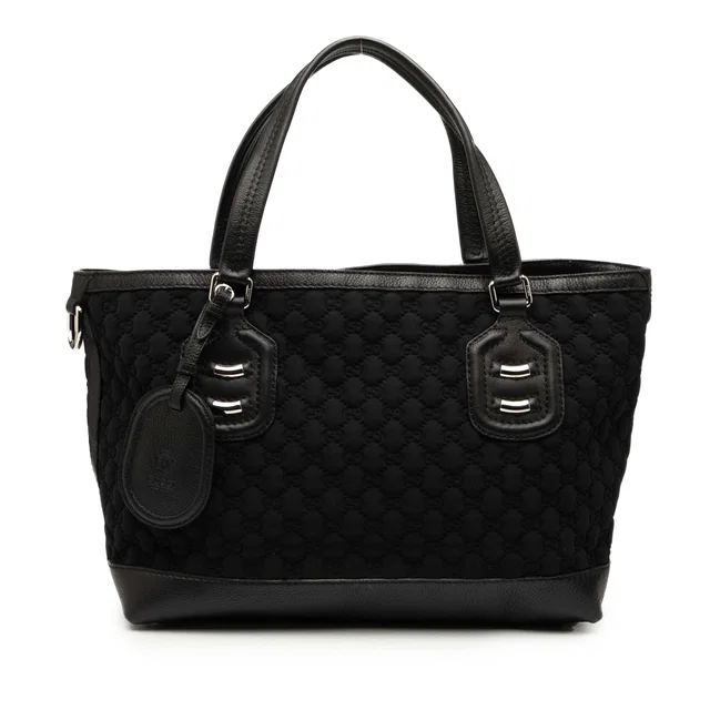 Black Gucci GG Neoprene Techno Tag Tote in Black Leather from Designer Revival