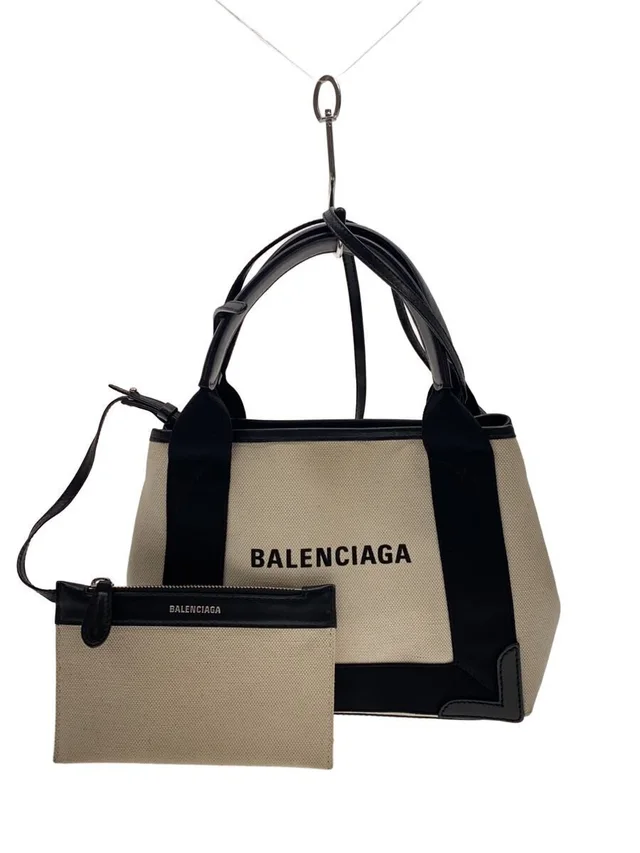 Balenciaga Navy Blue Cabas Tote Bag Canvas White in white|blue Canvas from Poshmark