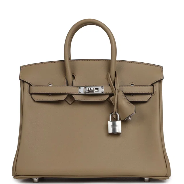 Hermès Birkin 25 Eclat Beige Marfa, Gris Pale Swift Palladium Hardware in Beige Swift leather from Madison Avenue Couture