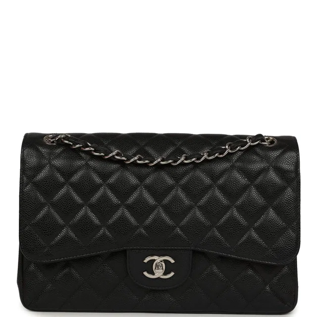 Chanel Jumbo Classic Double Flap Bag Black Caviar Silver Hardware in Black Caviar leather from Madison Avenue Couture