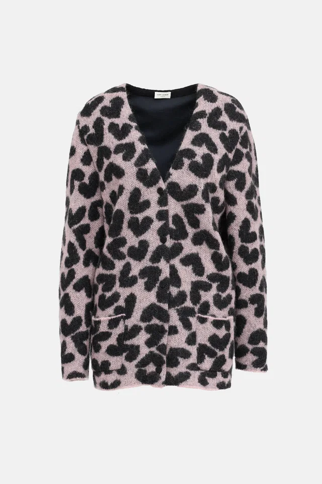 Saint Laurent Heart Pattern Cardigan in Nylon from VSP Consignment
