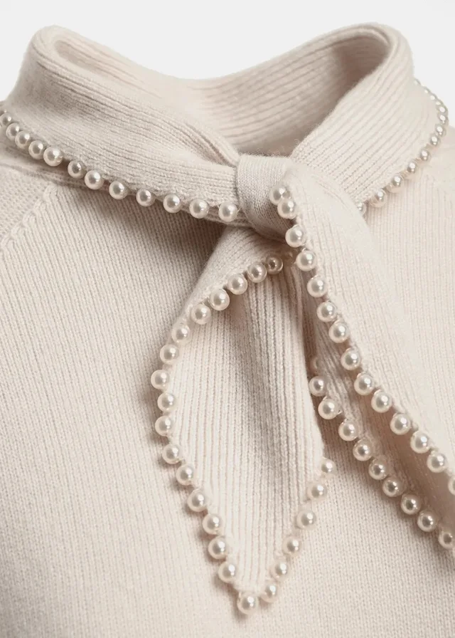 Essentiel Antwerp Pearl-accented bow-collar sweater, photo 2 of 4 from SENSER