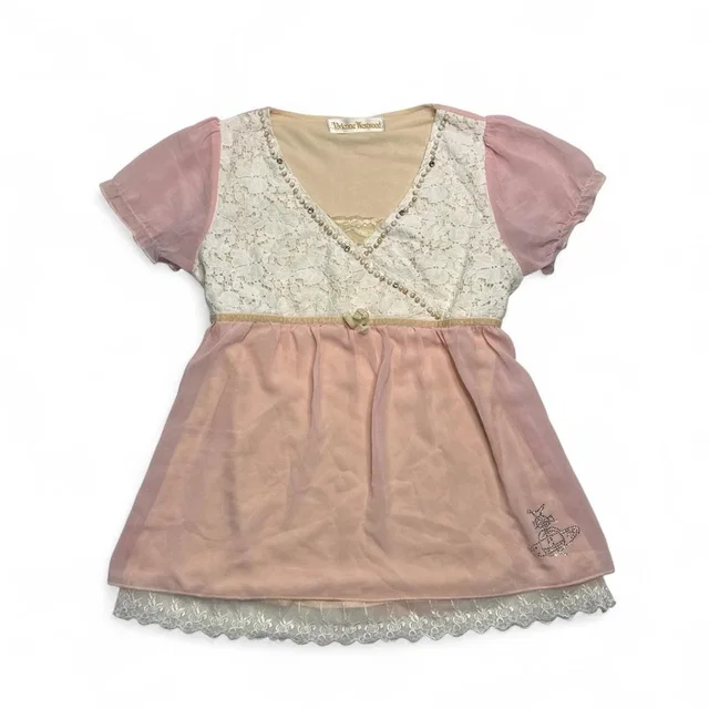 Vivienne Westwood Lace Blouse With Pearl Details And Bow Size Small in pink from Poshmark