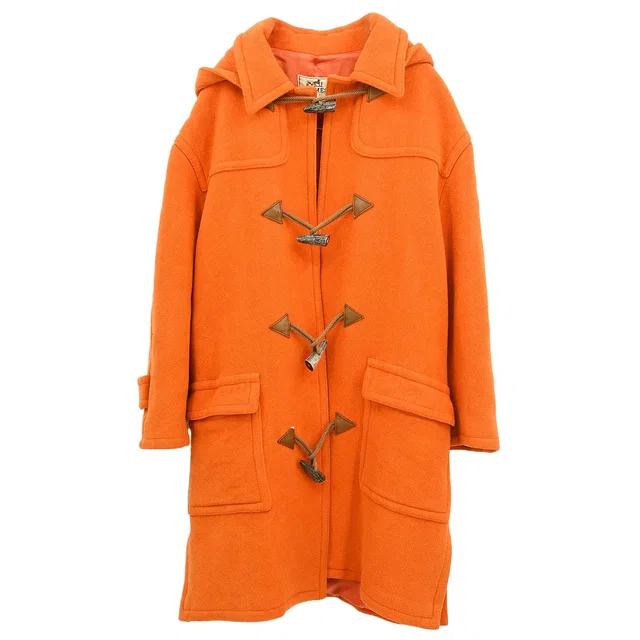 Hermès Duffel Coat Orange #46 in Orange Wool from AMORE Vintage Tokyo