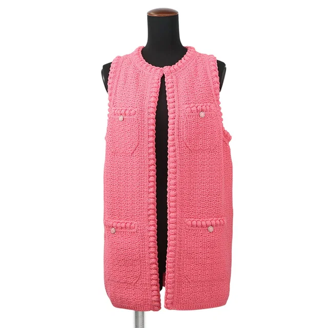 Chanel COCO Button Vest Size 36 PinkP72795-K10459-NI363 Cotton80% Polyamide20% from GALLERY RARE