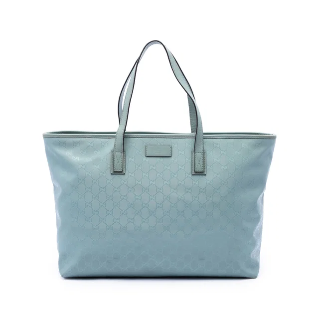 Blue Gucci Large GG Imprime Tote in Blue Coated canvas from Designer Revival