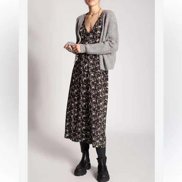 GANNI Floral Crepe Sleeveless Maxi Midi Dress Black White 36/ Us 4 in black|white from Poshmark