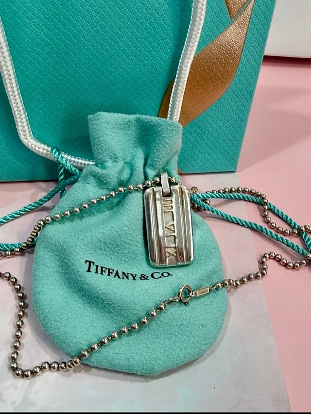 Tiffany & Co. Atlas 925 Sterling Roman Numeral Dog Tag Pendant Necklace in silver|gray from Poshmark