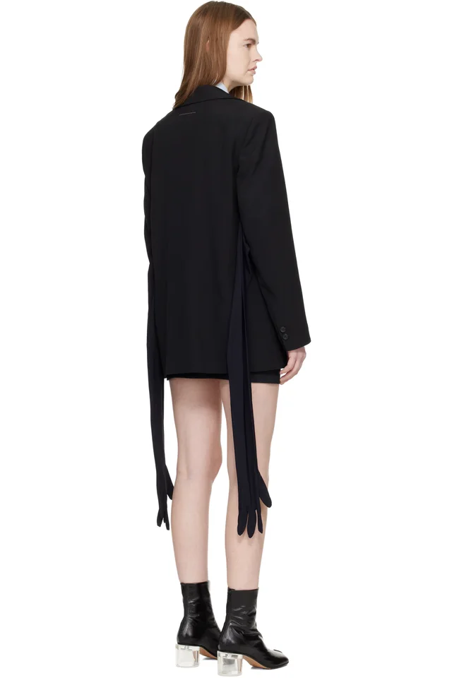 MM6 Maison Margiela Black Wool-Blend Blazer, photo 3 of 4 from SSENSE