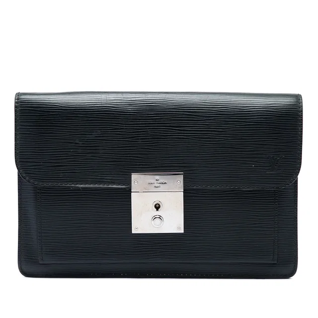 Black Louis Vuitton Epi Neo Belaia Clutch in Black Leather from Designer Revival