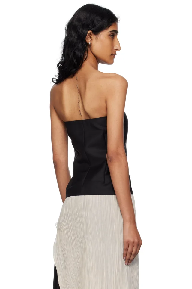 BAMBOU ROGER KWONG Black Wool & Mohair Suiting Bustier Top, photo 3 of 3 from SSENSE