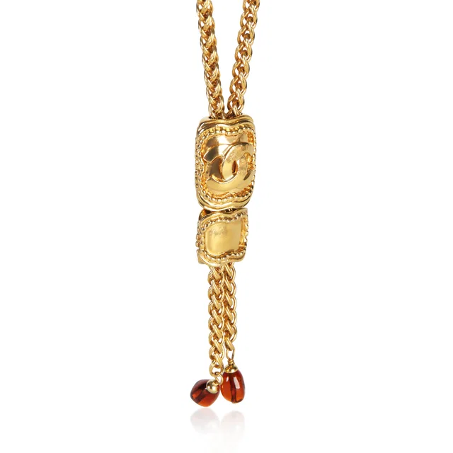 Chanel Gold-Plated 1996 Vintage Gripoix CC Bolo Tie Necklace in Gold from myGemma