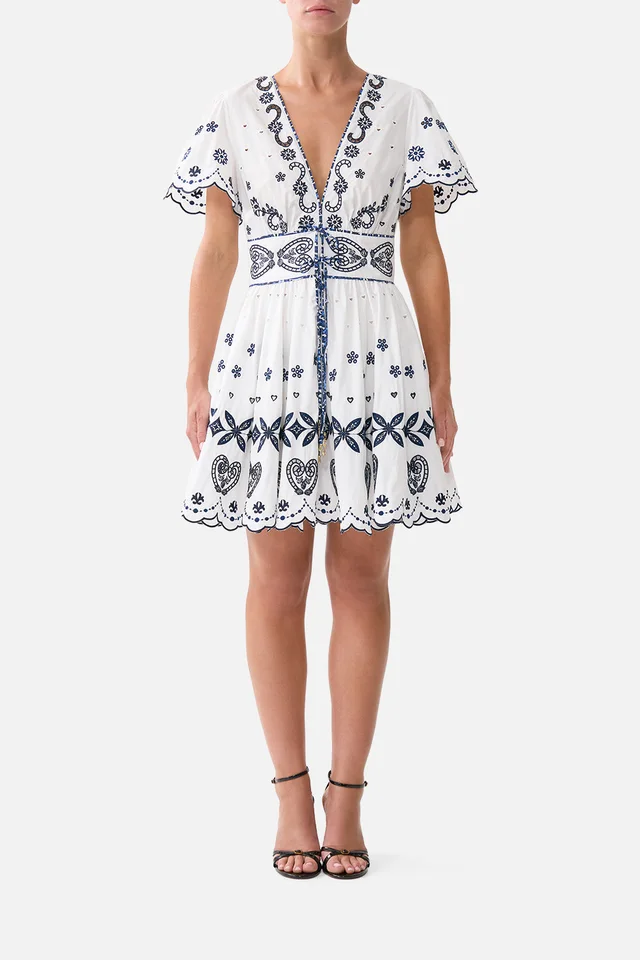 Camilla eBoutique DEEP V MINI DRESS WITH TIES A TILED WONDERLAND from CAMILLA, photo 1 of 1