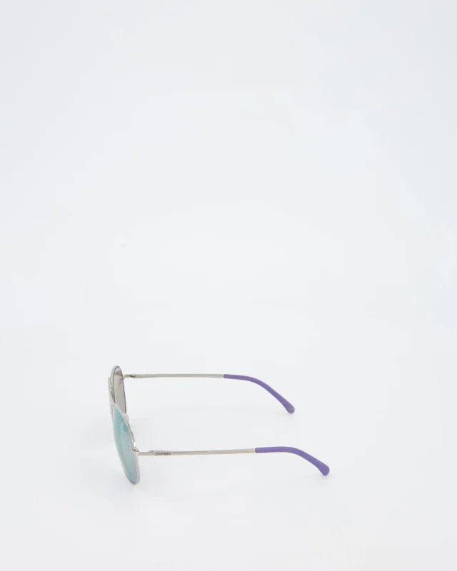 Chanel Silver and Purple Pilot CH4189TQ Sunglasses with CC Logo Detail in Purple from Sellier, photo 7 of 7