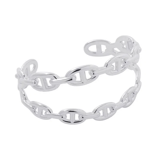 Hermès Chaine d'Ancre Double Bangle Size LG SV925 from GALLERY RARE