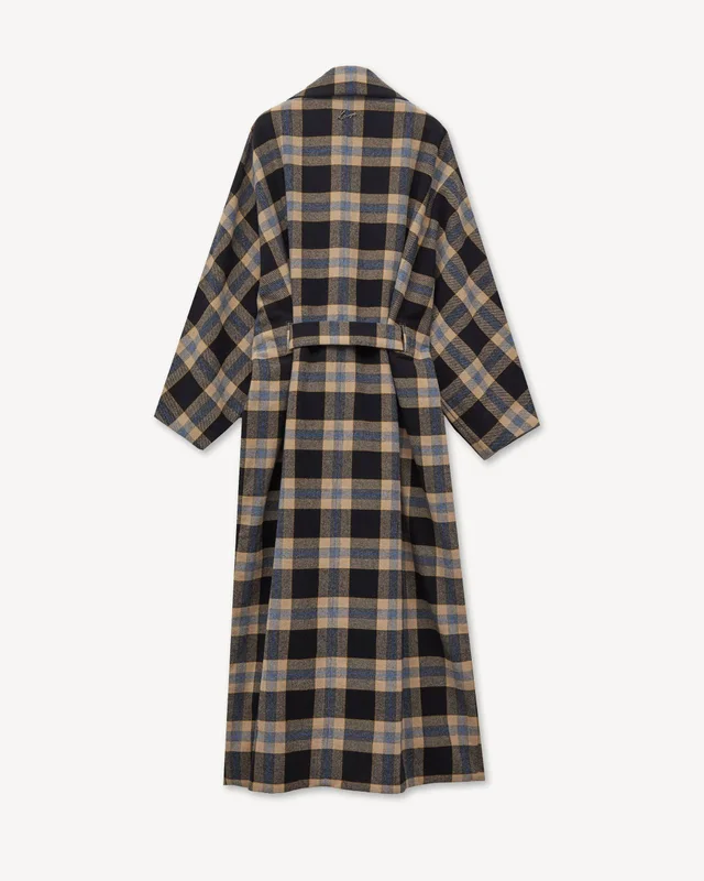 'KENZO Checks' oversized genderless shawl collar coat in mixed wool, photo 2 of 2 from SENSER
