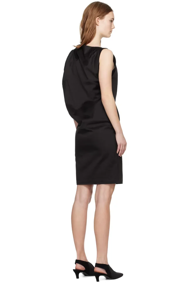 TOTEME Black Shoulder-Twist Midi Dress, photo 3 of 4 from SSENSE