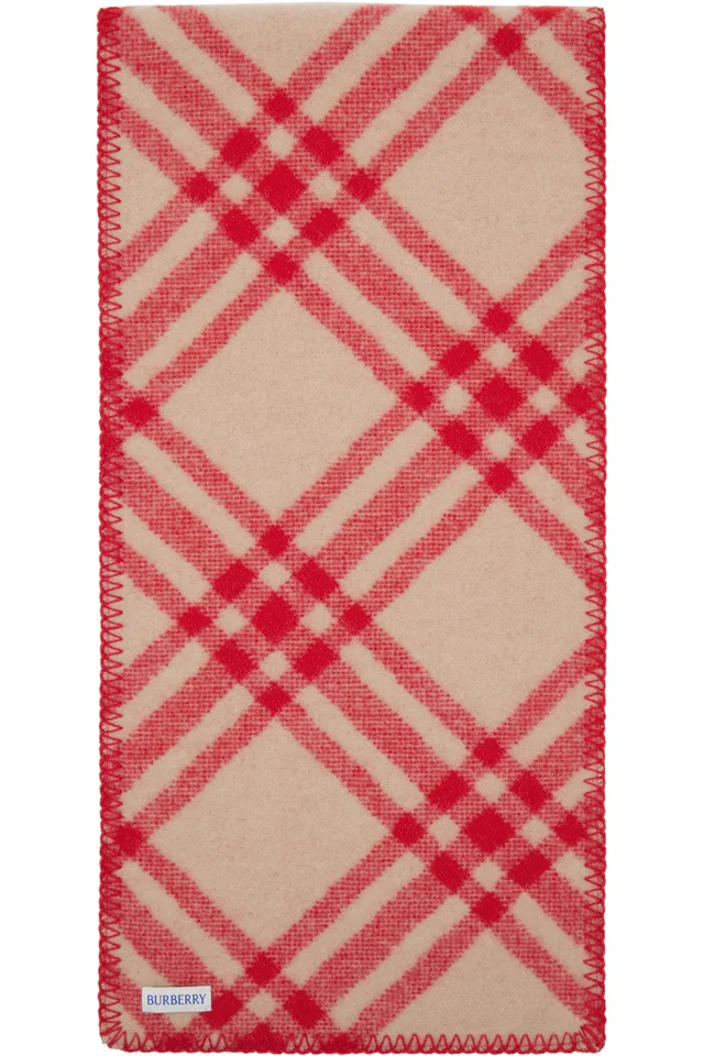 Burberry Red Check Wool Scarf, photo 2 of 3 from SSENSE