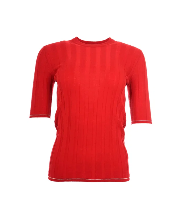 Loro Piana Red Ribbed Knit Jumper Size 40 in Red Cashmere from Luxury Promise