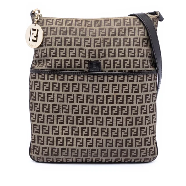 Brown Fendi Zucchino Canvas Crossbody in Brown Canvas from Designer Revival
