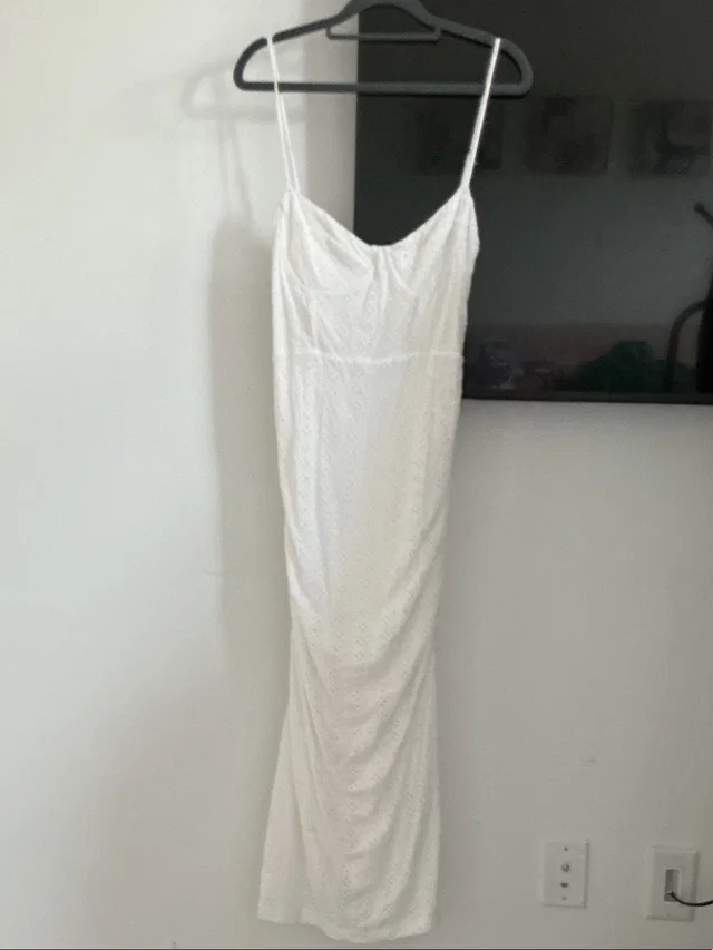 SIMKHAI Eyelet Maxi Slip Dress in white from Poshmark